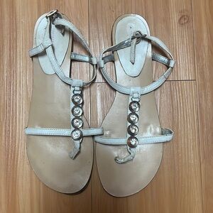 Nine West white and silver sandals size 7.5
